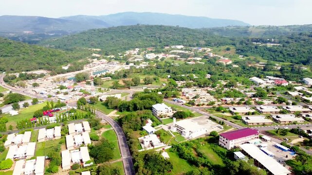 Scenic Aerial and City Views of Akosombo, Ghana with Volta Lake and Mountain Landscape