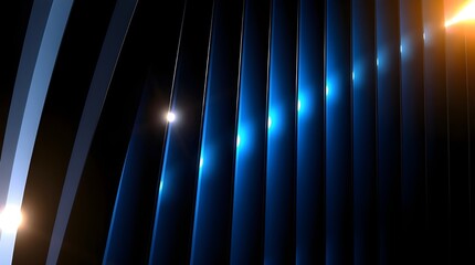 Abstract blue background with glowing curtains and light effects