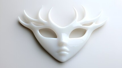 Elegant White Abstract Antler Mask Sculpture