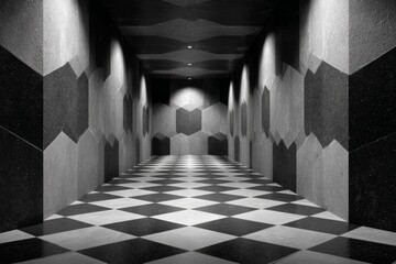 Geometric Bathroom Tile Optical Illusion