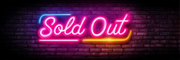 A glowing pink "SOLD OUT" neon sign radiates against a dark background, symbolizing success, demand, and urban energy. The image conveys excitement, exclusivity, and striking contrast.