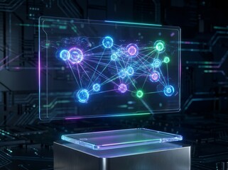 Digital neural network projection with glowing nodes