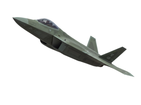 Camouflaged stealth fighter jet PNG isolated on transparent background, modern military aircraft for aviation and defense themes