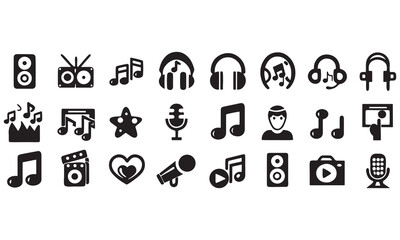 Music Icons Collection – Musical Instrument Symbols, Studio Tools & Sound Design Elements