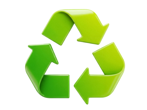Green recycle symbol PNG isolated on transparent background, eco-friendly concept for environmental conservation and sustainable development