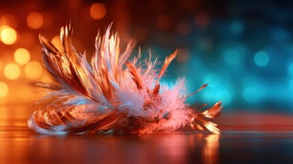 A mesmerizing arrangement of delicate feathers capturing warm tones, conveying softness and elegance that highlights beauty in nature and design.