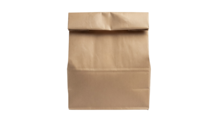 Brown paper lunch bag PNG isolated on transparent background, reusable container for food and snacks