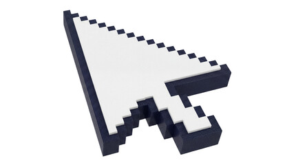 Pixelated computer cursor arrow PNG isolated on transparent background, retro gaming pointer for website design and user interface