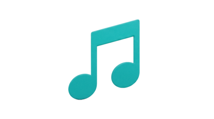 Teal musical note PNG isolated on transparent background, music symbol for graphic design and creative projects, melody icon