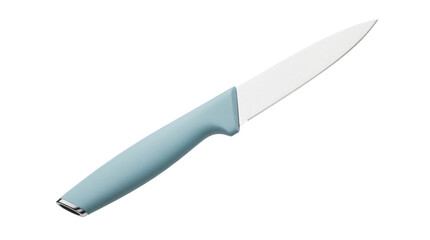 Light blue paring knife isolated PNG, small kitchen utensil with a sharp blade for peeling fruits and vegetables on transparent background