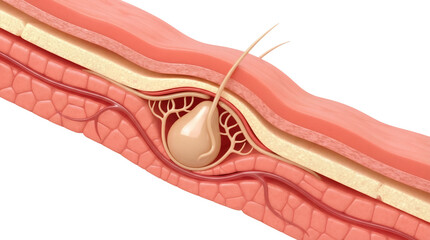 Sebaceous cyst in skin layers isolated PNG, medical diagram showing cyst formation and skin anatomy...