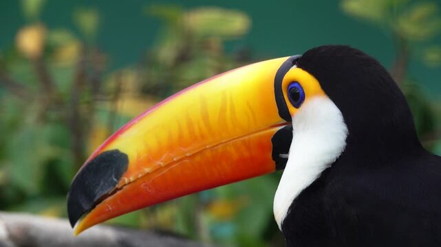Toco toucan with a vibrant colored beak