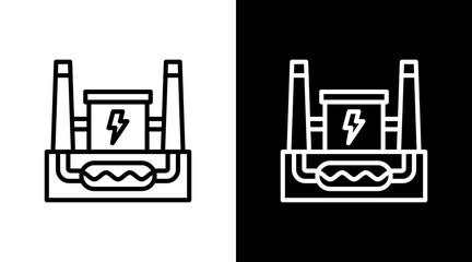 Geothermal Plant  White Icon Set Design
