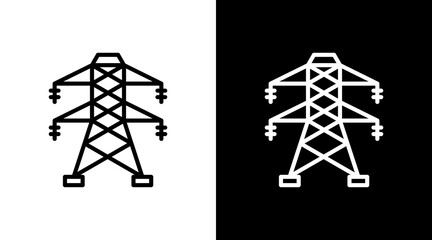 Electric Tower  White Icon Set Design