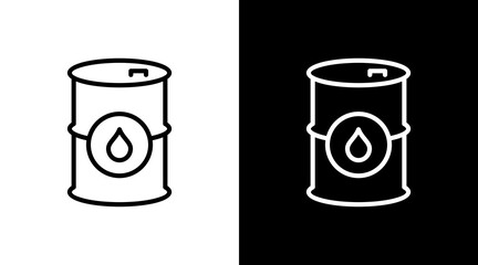 Oil Barrel  White Icon Set Design