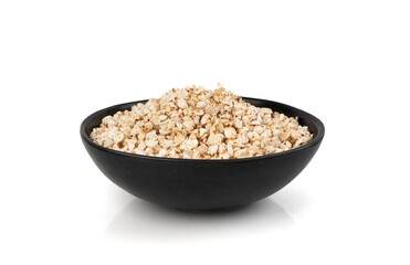 Puffed buckwheat isolated, crispy cereal breakfast, ancient healthy food
