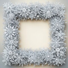 Silver snowflake frame radiating seasonal cheer and festive elegance with winter elements
