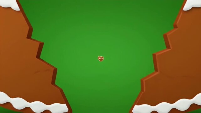 Animated Gingerbread Heart Cookie With Liebe Icing Breaking Apart.