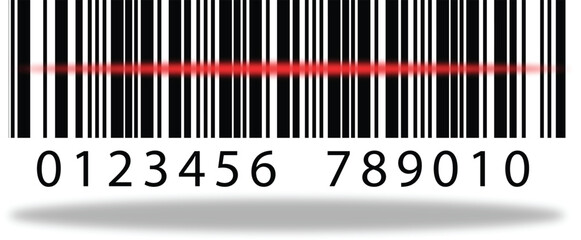 Barcode with Red neon line glowing isolated on transparent background. Vector icon.
