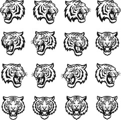 set of black and white rose illustrations with floral design elements