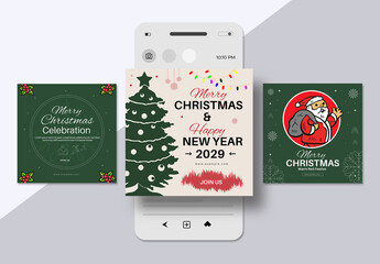 Modern Merry Christmas Social Media Design