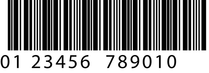 Isolated Barcode PNG with Numbers, Transparent Background