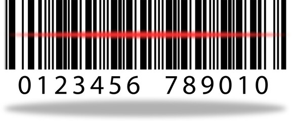 Barcode with red neon line glowing isolated on transparent background, PNG