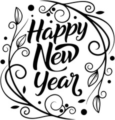 Happy New Year &ndash; Decorative Vine Frame Design