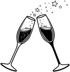 Champagne Glasses Toasting – Celebration Silhouette