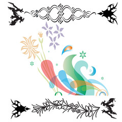 Floral Artistry: An abstract floral composition, adorned with graceful lines and vibrant color gradients, evoking a sense of elegance and artistic expression.