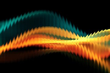 Colorful wave patterns in vibrant hues of blue, orange, and yellow representing sound and motion © Iren Art