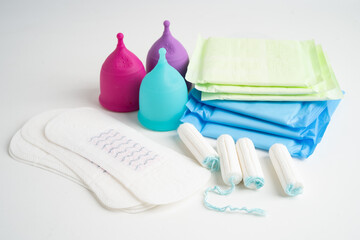 Sanitary hygiene set for women menstrual period cycle protection.