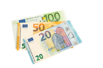 Euro money banknote isolated on white background.