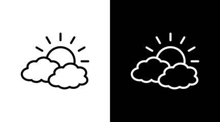 Partly Cloudy  White Icon Set Design