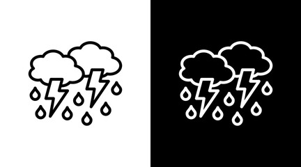 Thunderstorm  White Icon Set Design