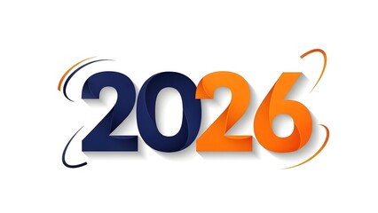 Bold colorful numbers 2026 isolated on white background