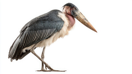 marabou stork standing isolated on white background