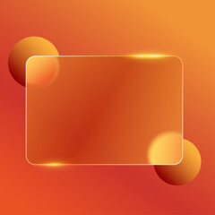 Vector text frame with glass effect on orange background