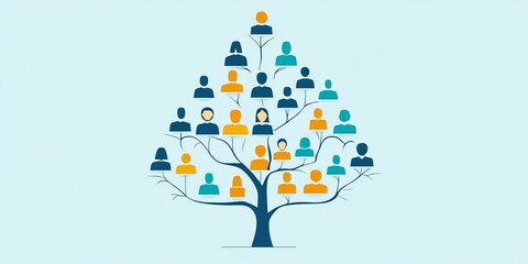 Leadership diagram flat design organizational growth theme animation colored pastel