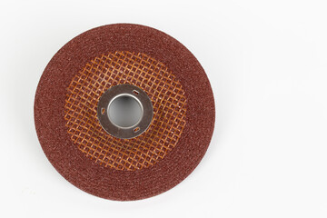 Grinding wheel 125 mm for grinding stainless stell for angle grinder on white background