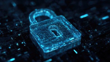 cyber security digital concept padlock on the keyboard