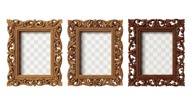 Ornate frames isolated on transparent background