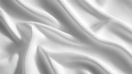 Obraz premium Elegant white fabric drapes with soft, flowing folds, creating a luxurious and serene textile background. Perfect for clean textures.