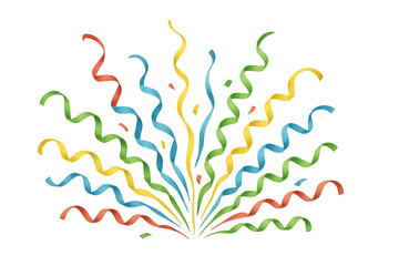Naklejka premium Colorful confetti and streamers exploding for party celebration with transparent background