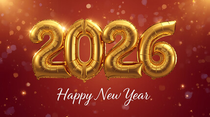 Golden 2026 balloon message: Happy New Year!