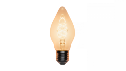 Glowing vintage light bulb illuminates a with warm soft light on transparent background