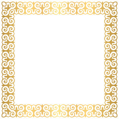 Golden Kazakh ornamental frame 1x1 S1-01