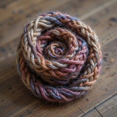 Coiled Multicolor Yarn Ball &ndash; Close-Up Texture Photo