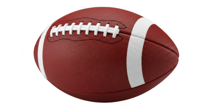 American football with white laces and stripes, isolated