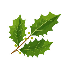 Fototapeta premium Simple_flat_2D_icon_holly_branch_isolated_on_a_white_Christmas set collection